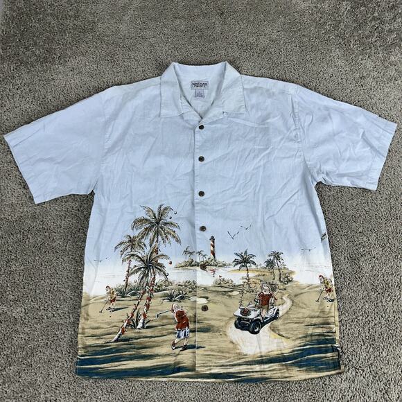 Windham Pointe Shirt Mens XL Golf Santa Christmas Hawaiian Button Up Holiday - Picture 2 of 11